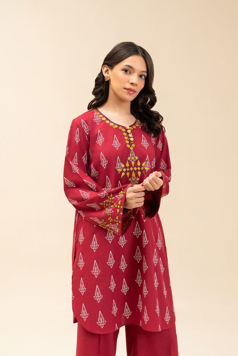 2 PIECE EMBROIDERED SLUB SUIT (PRET) thumbnail