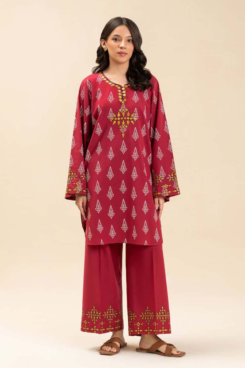 2 PIECE EMBROIDERED SLUB SUIT (PRET) - alternate view