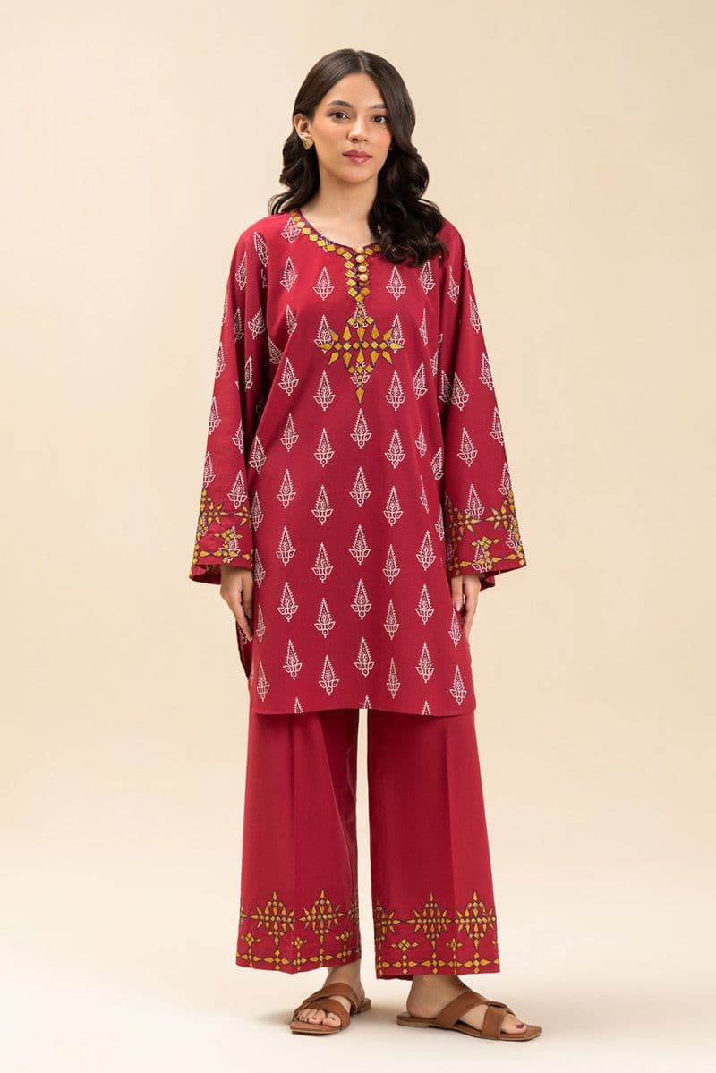 2 PIECE EMBROIDERED SLUB SUIT (PRET) thumbnail