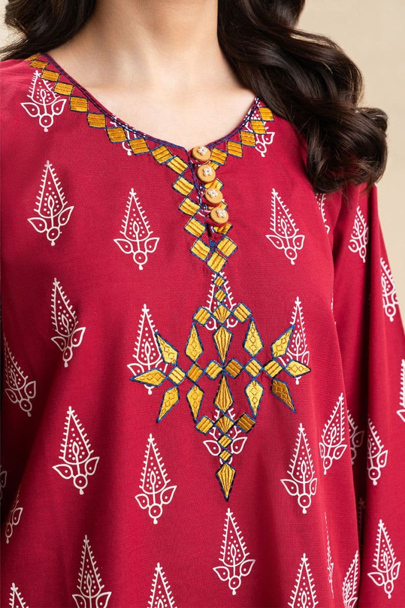 2 PIECE EMBROIDERED SLUB SUIT (PRET) thumbnail