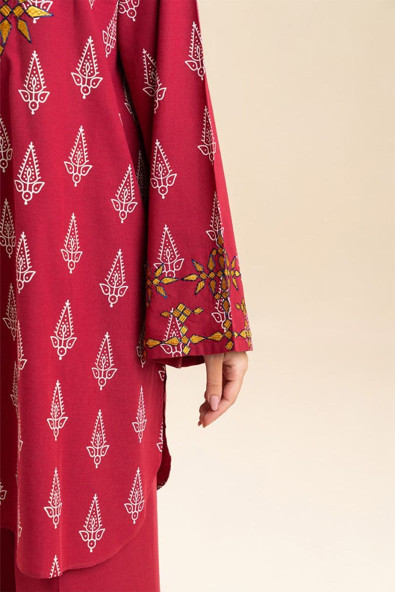 2 PIECE EMBROIDERED SLUB SUIT (PRET) thumbnail