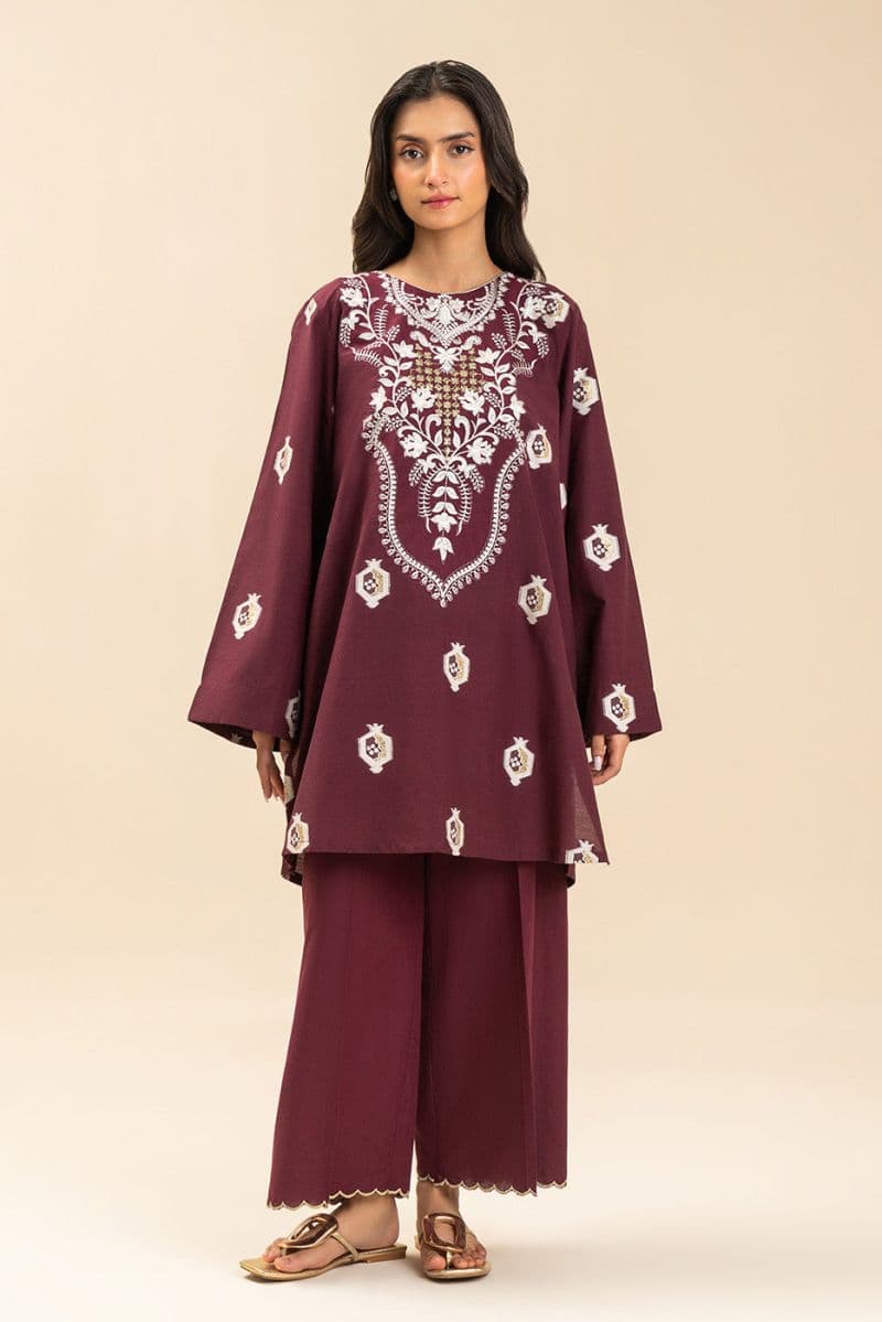 2 PIECE EMBROIDERED LUREX JACQUARD SUIT (PRET) thumbnail