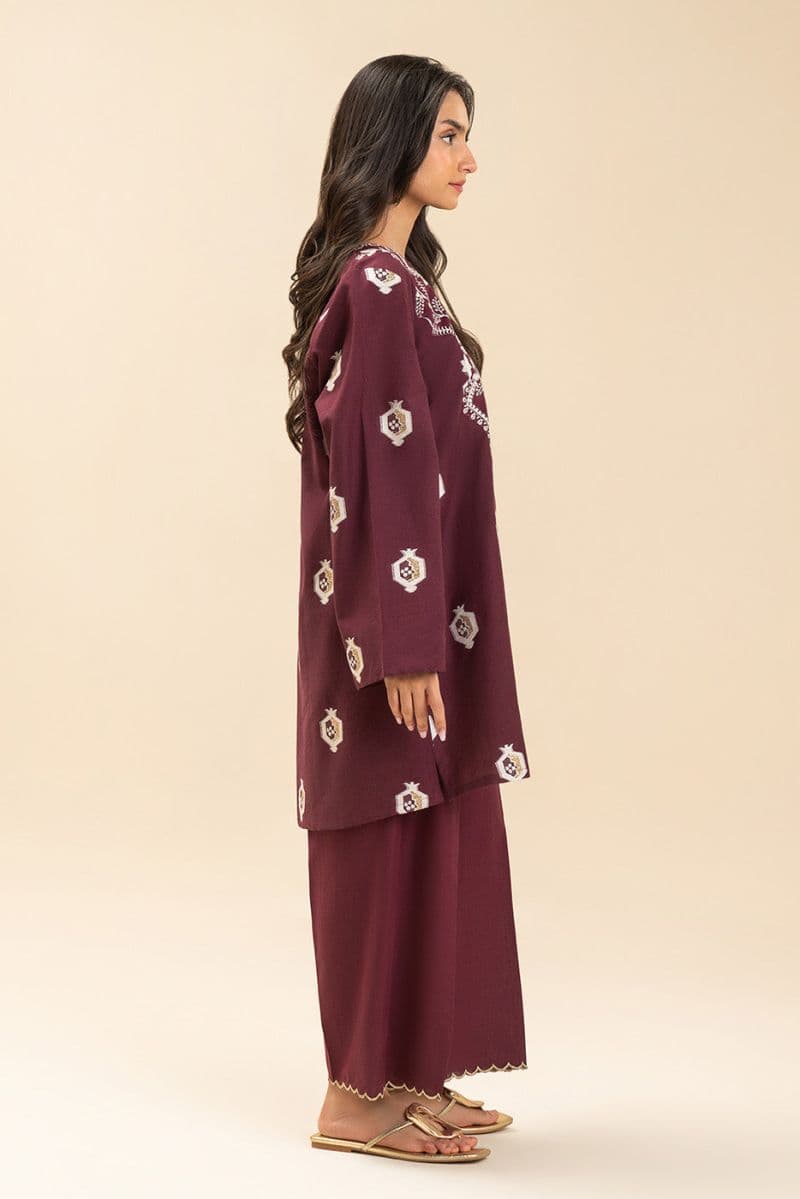2 PIECE EMBROIDERED LUREX JACQUARD SUIT (PRET) thumbnail