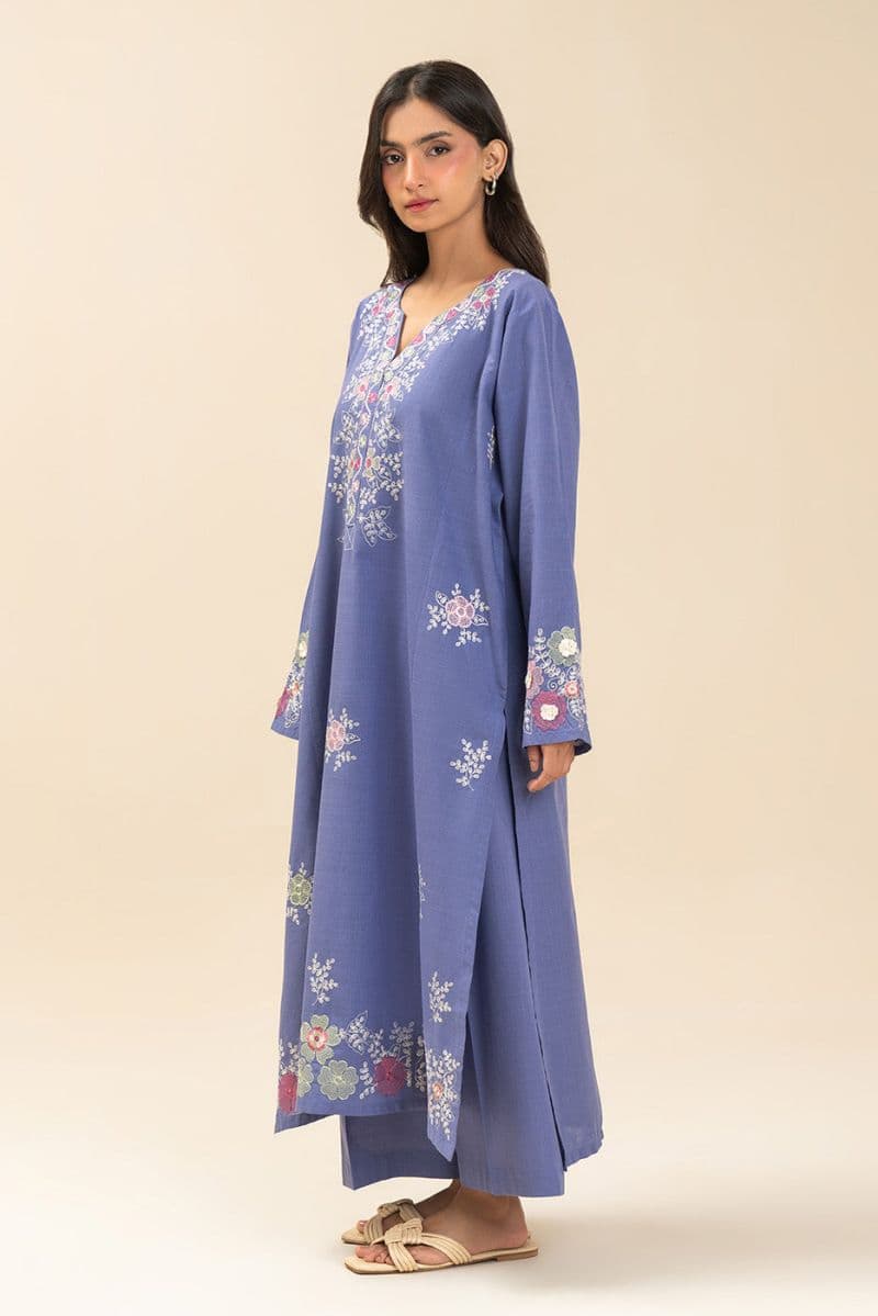 2 PIECE EMBROIDERED TWO WAY SLUB SUIT (PRET) thumbnail