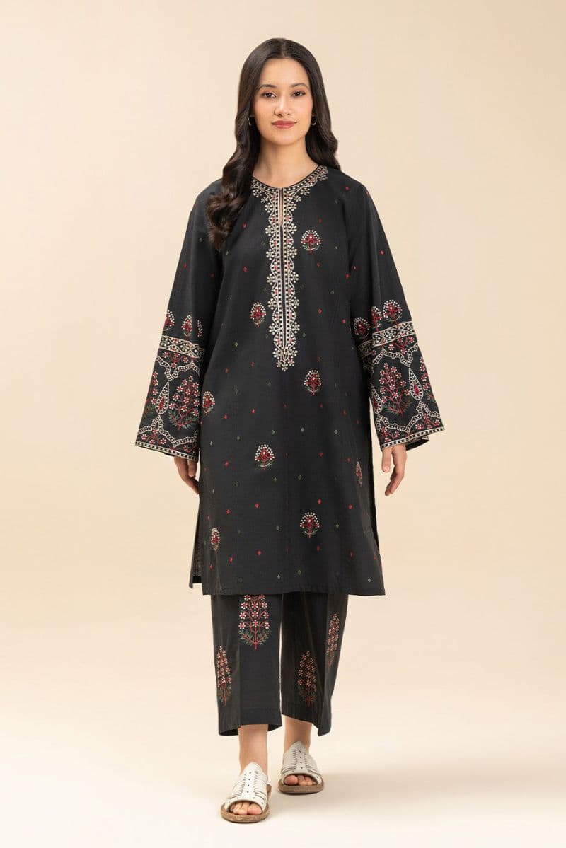 2 PIECE EMBROIDERED TWO WAY SLUB SUIT (PRET) thumbnail