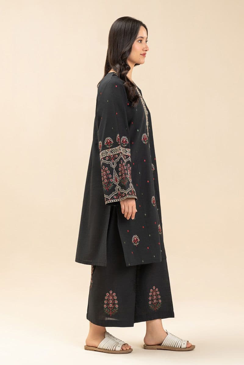 2 PIECE EMBROIDERED TWO WAY SLUB SUIT (PRET) thumbnail