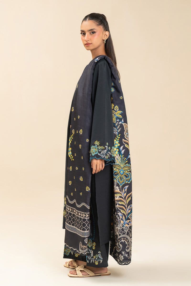 3 PIECE EMBROIDERED SLUB SUIT (PRET) thumbnail