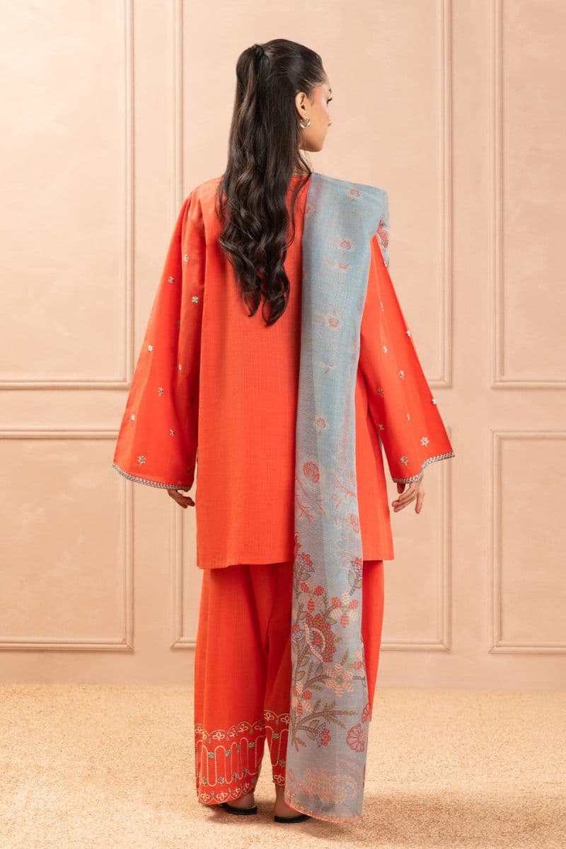 3 PIECE EMBROIDERED TWO WAY SLUB SUIT (HIGH CASUAL) thumbnail