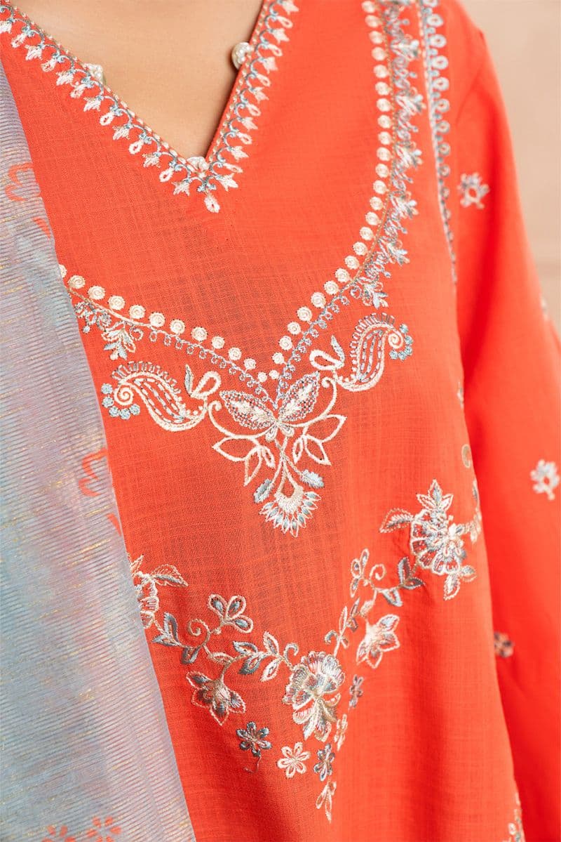 3 PIECE EMBROIDERED TWO WAY SLUB SUIT (HIGH CASUAL) thumbnail