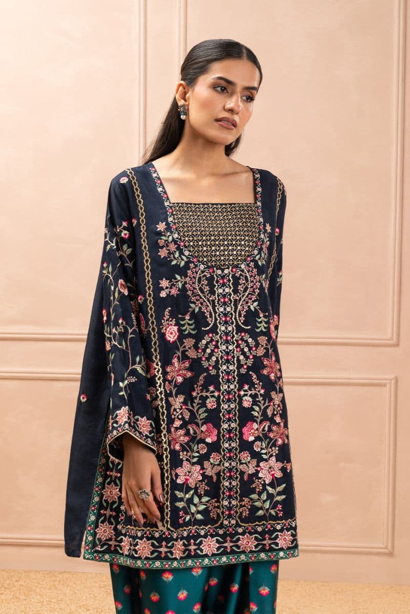 EMBROIDERED RAW SILK SHIRT (LUXURY PRET) thumbnail