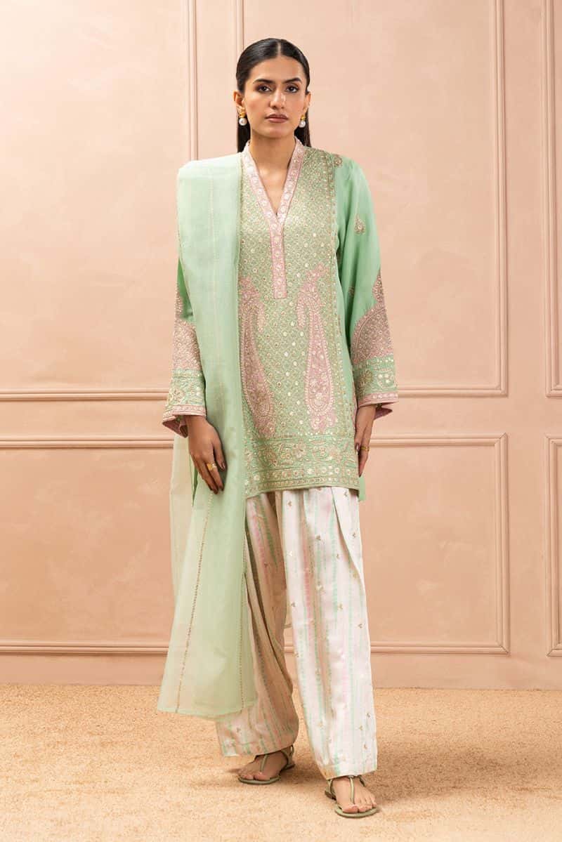 2 PIECE EMBROIDERED RAW SILK SUIT (LUXURY PRET)