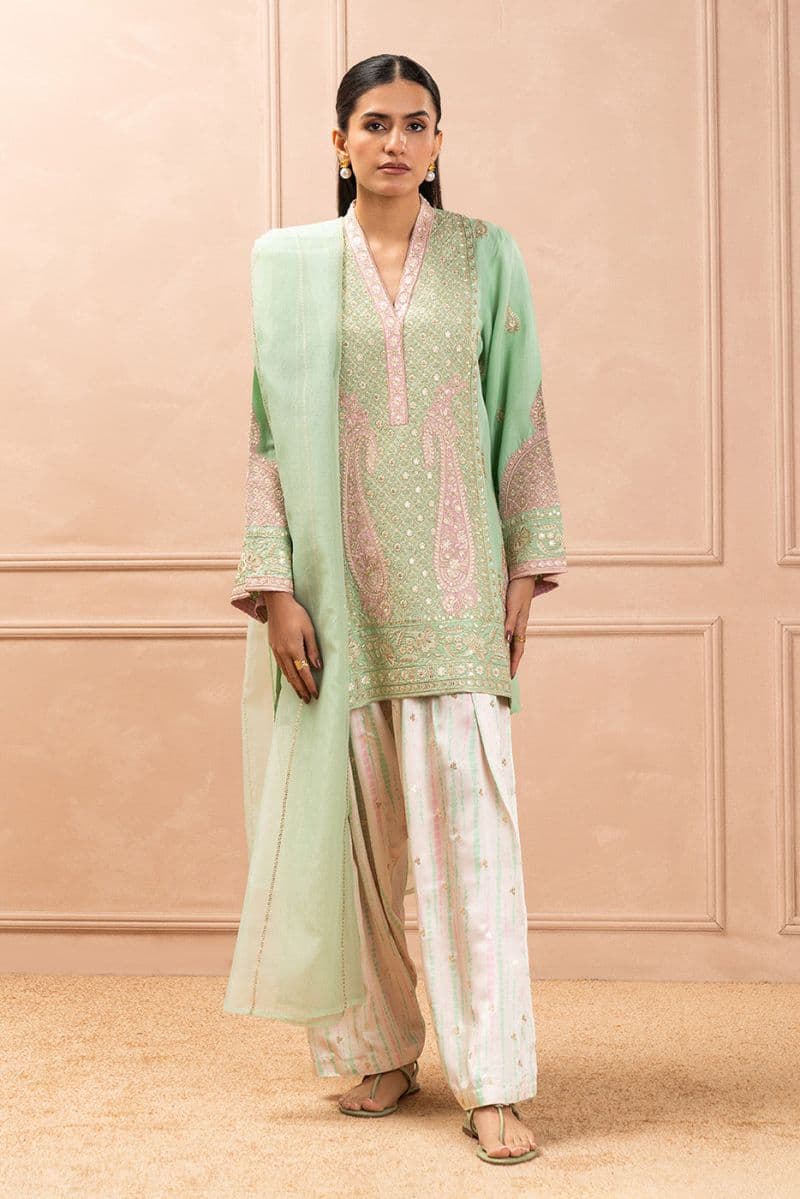 2 PIECE EMBROIDERED RAW SILK SUIT (LUXURY PRET) thumbnail