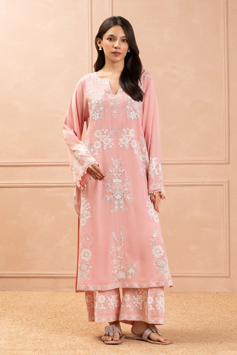 2 PIECE EMBROIDERED RAW SILK SUIT (LUXURY PRET) thumbnail