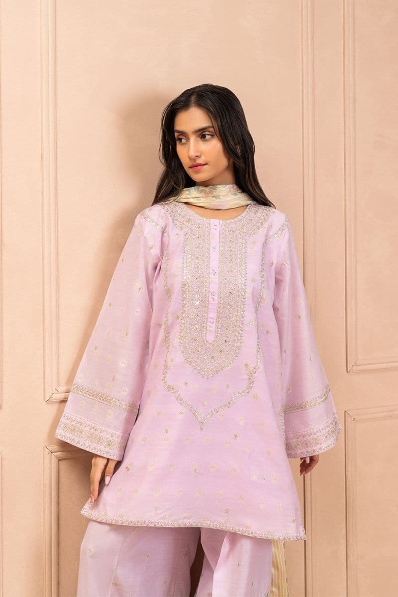 3 PIECE EMBROIDERED ZARI JACQUARD SUIT (LUXURY PRET) thumbnail
