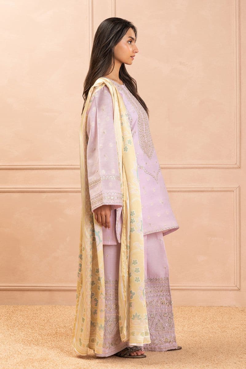 3 PIECE EMBROIDERED ZARI JACQUARD SUIT (LUXURY PRET) thumbnail