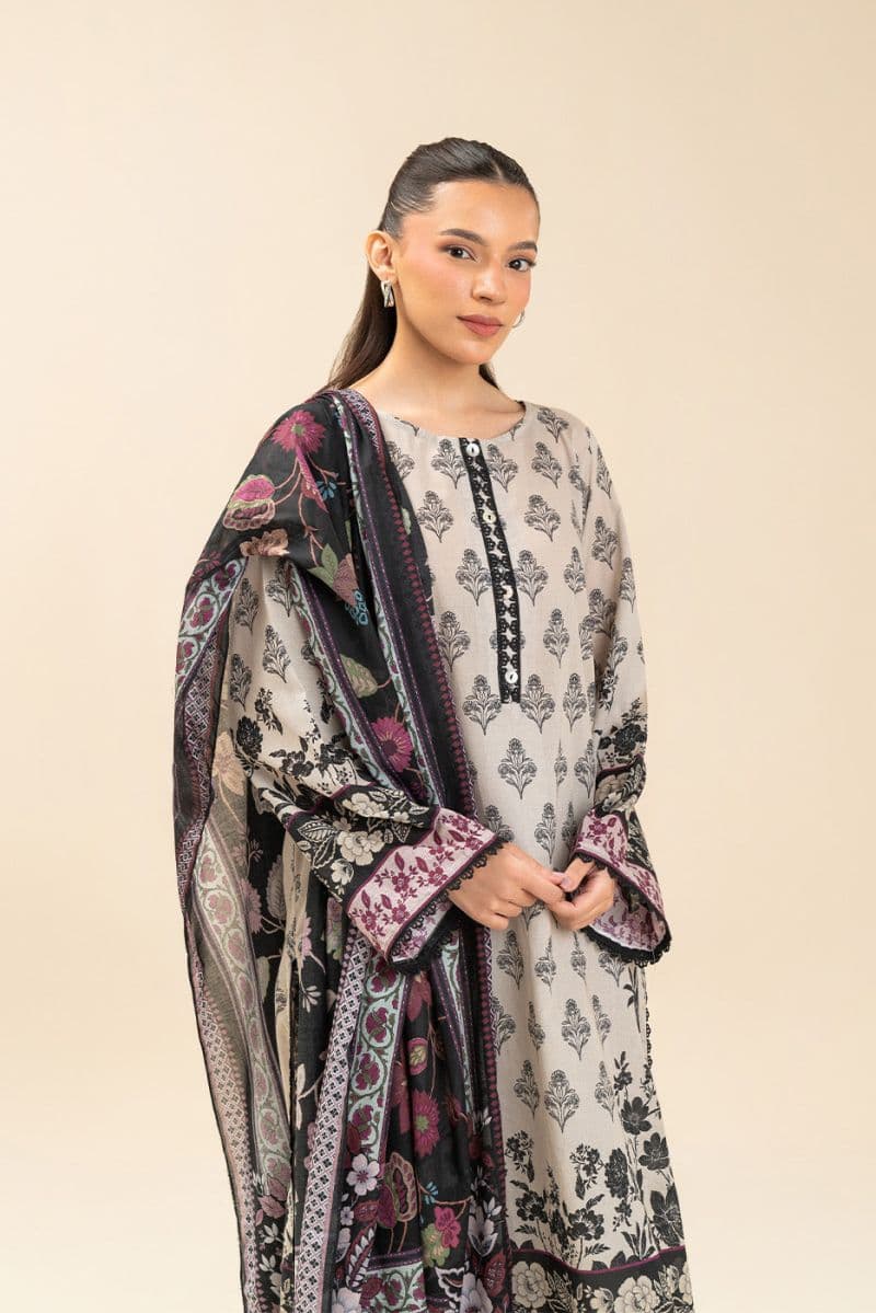 3 PIECE PRINTED LAWN SUIT-WHIMSICAL FLORET (UNSTITCHED) thumbnail