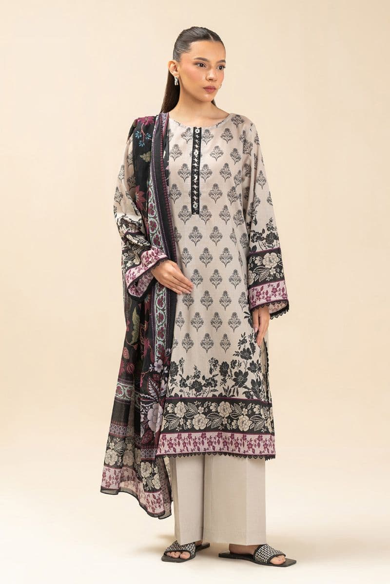 3 PIECE PRINTED LAWN SUIT-WHIMSICAL FLORET (UNSTITCHED) thumbnail