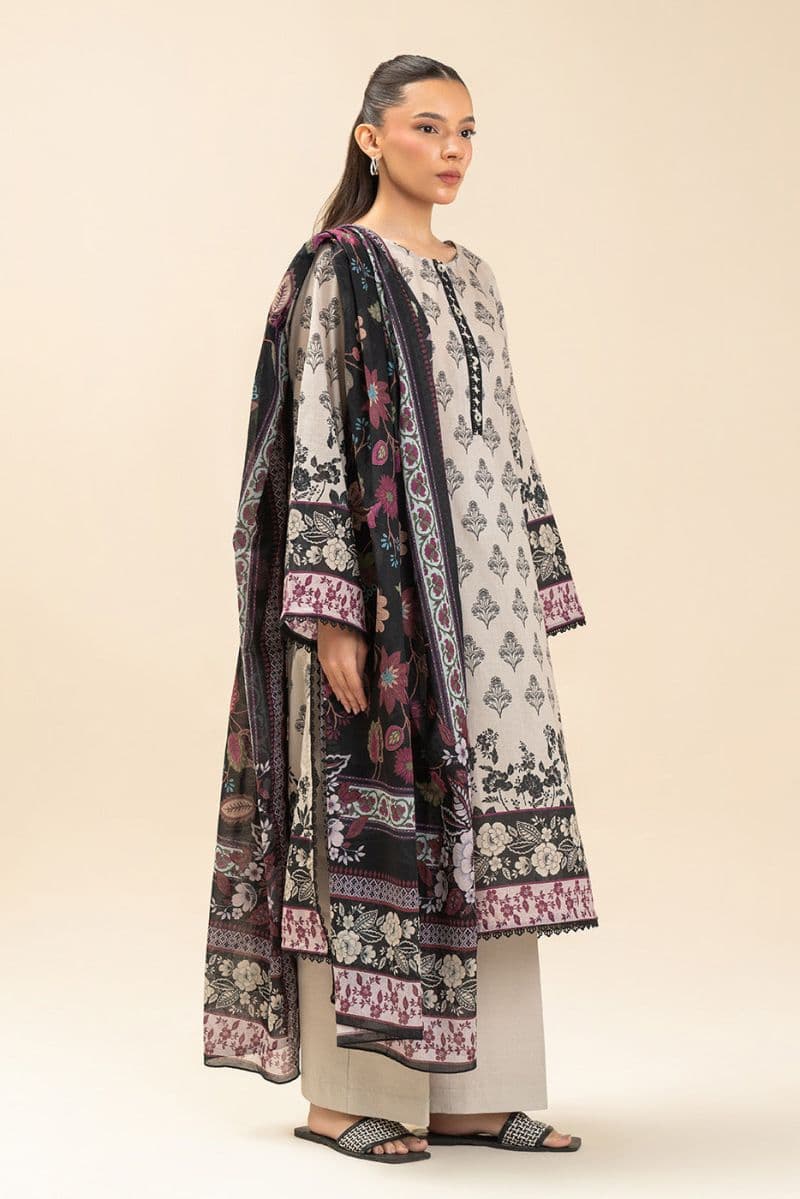 3 PIECE PRINTED LAWN SUIT-WHIMSICAL FLORET (UNSTITCHED) thumbnail