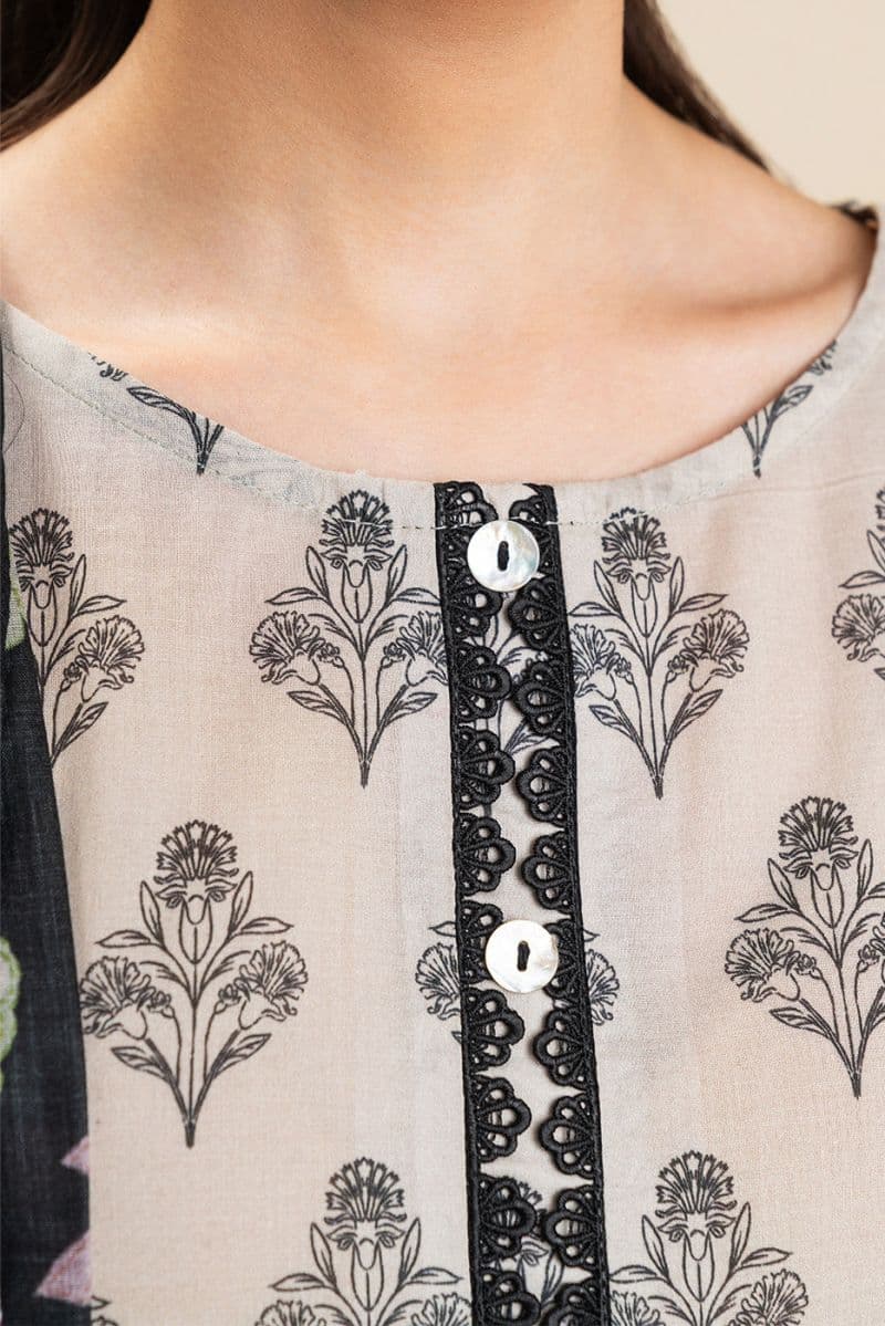 3 PIECE PRINTED LAWN SUIT-WHIMSICAL FLORET (UNSTITCHED) thumbnail