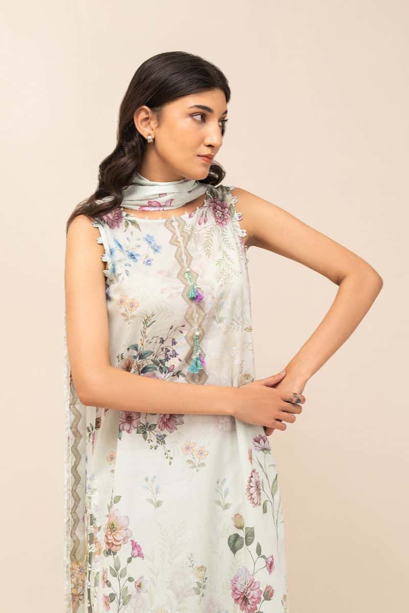 3 PIECE PRINT LAWN SUIT-IVORY WHISPER (UNSTITCHED)
