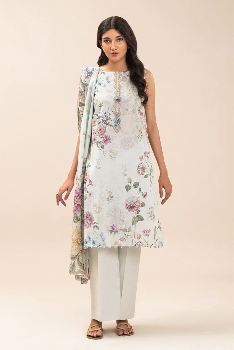 3 PIECE PRINT LAWN SUIT-IVORY WHISPER (UNSTITCHED) thumbnail