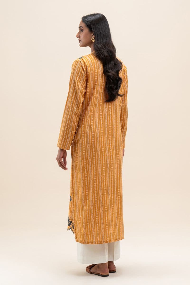 1PICE EMBROIDERED LENO KARRA SUIT-MARIGOLD GRID (UNSTITCHED) thumbnail
