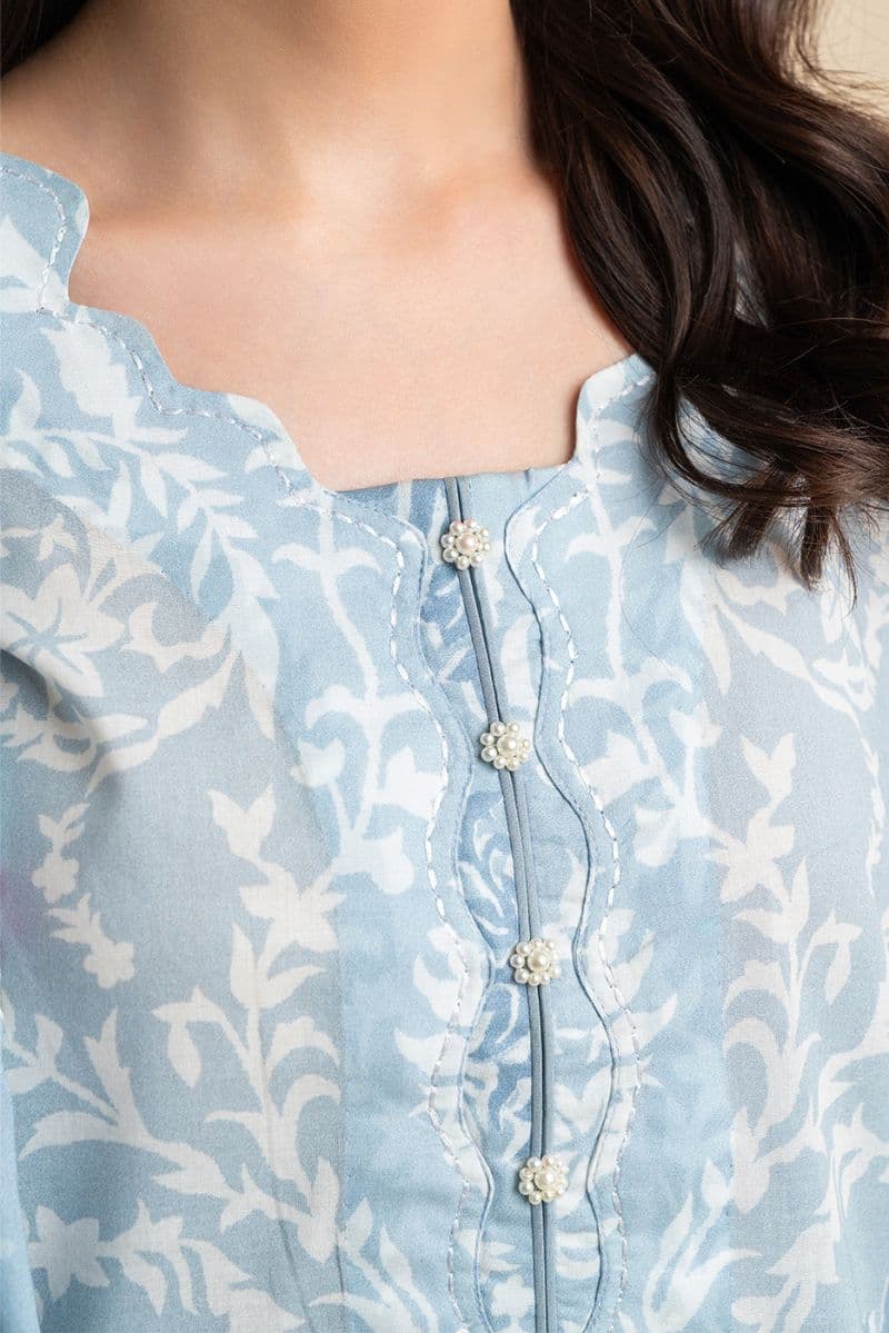3 PIECE PRINTED LAWN SUIT-AZURE FLEUR (UNSTITCHED) thumbnail