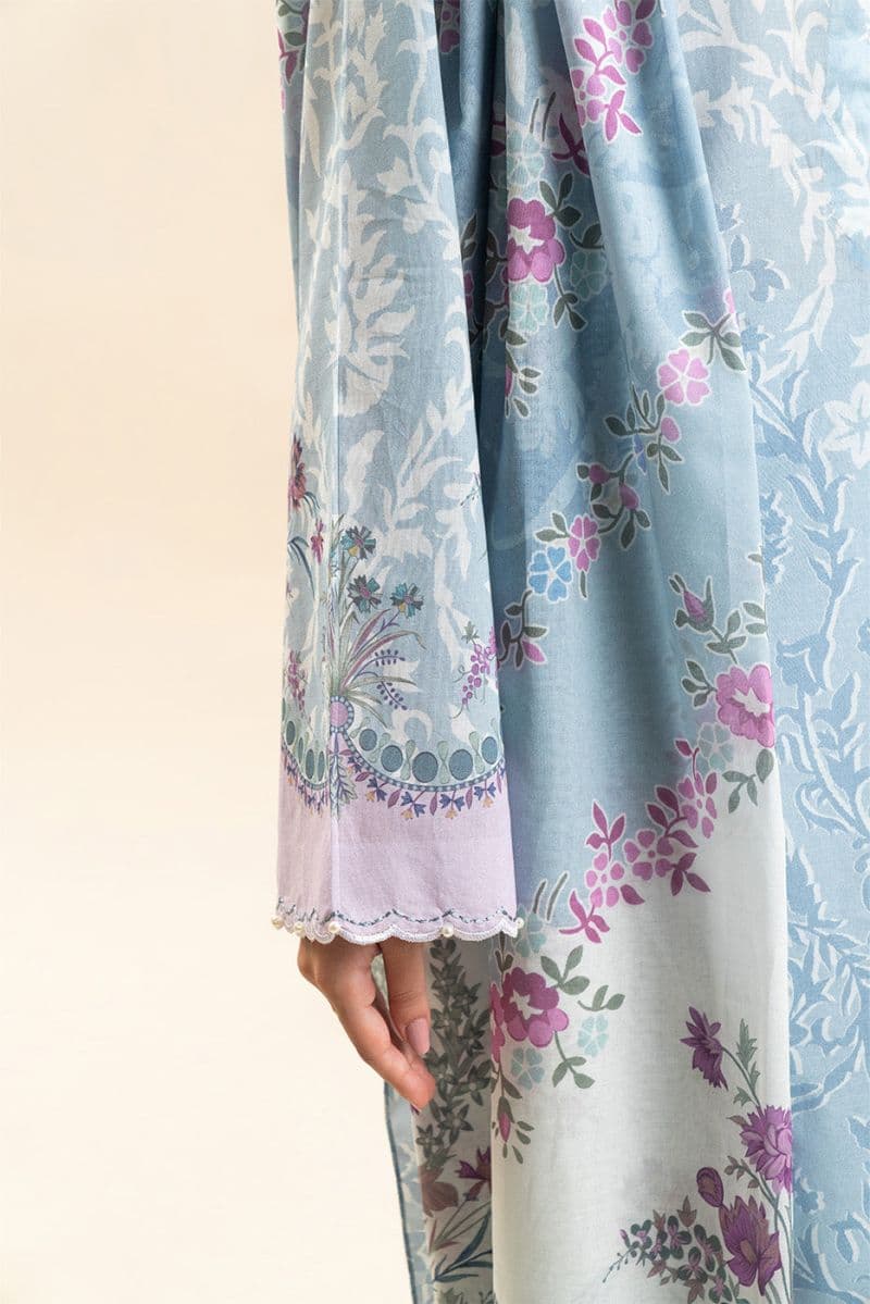 3 PIECE PRINTED LAWN SUIT-AZURE FLEUR (UNSTITCHED) thumbnail