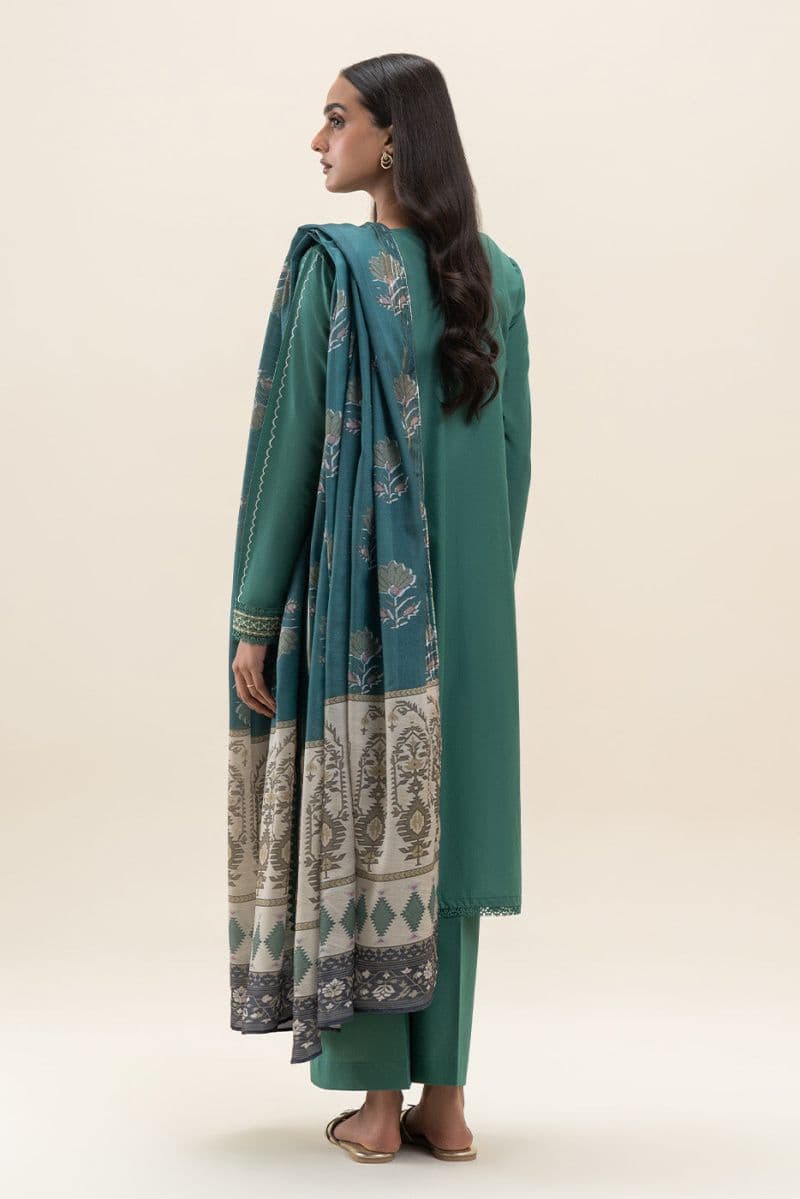 3 PIECE EMBROIDERED LAWN SUIT-SEA MOSS (UNSTITCHED) thumbnail