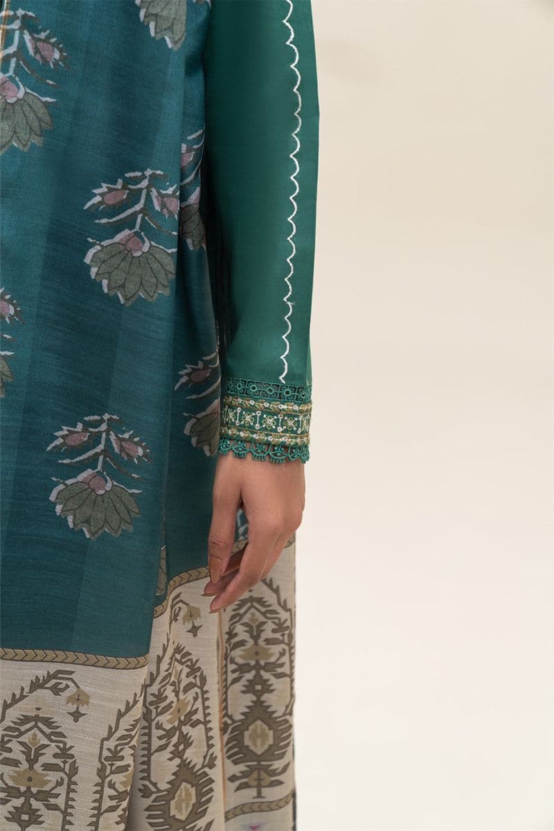 3 PIECE EMBROIDERED LAWN SUIT-SEA MOSS (UNSTITCHED) thumbnail