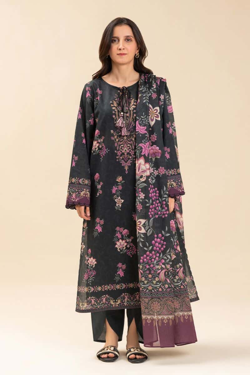 3 PICE PRINTED LAWN SUIT-EBONY FLORENCE (UNSTITCHED) - alternate view