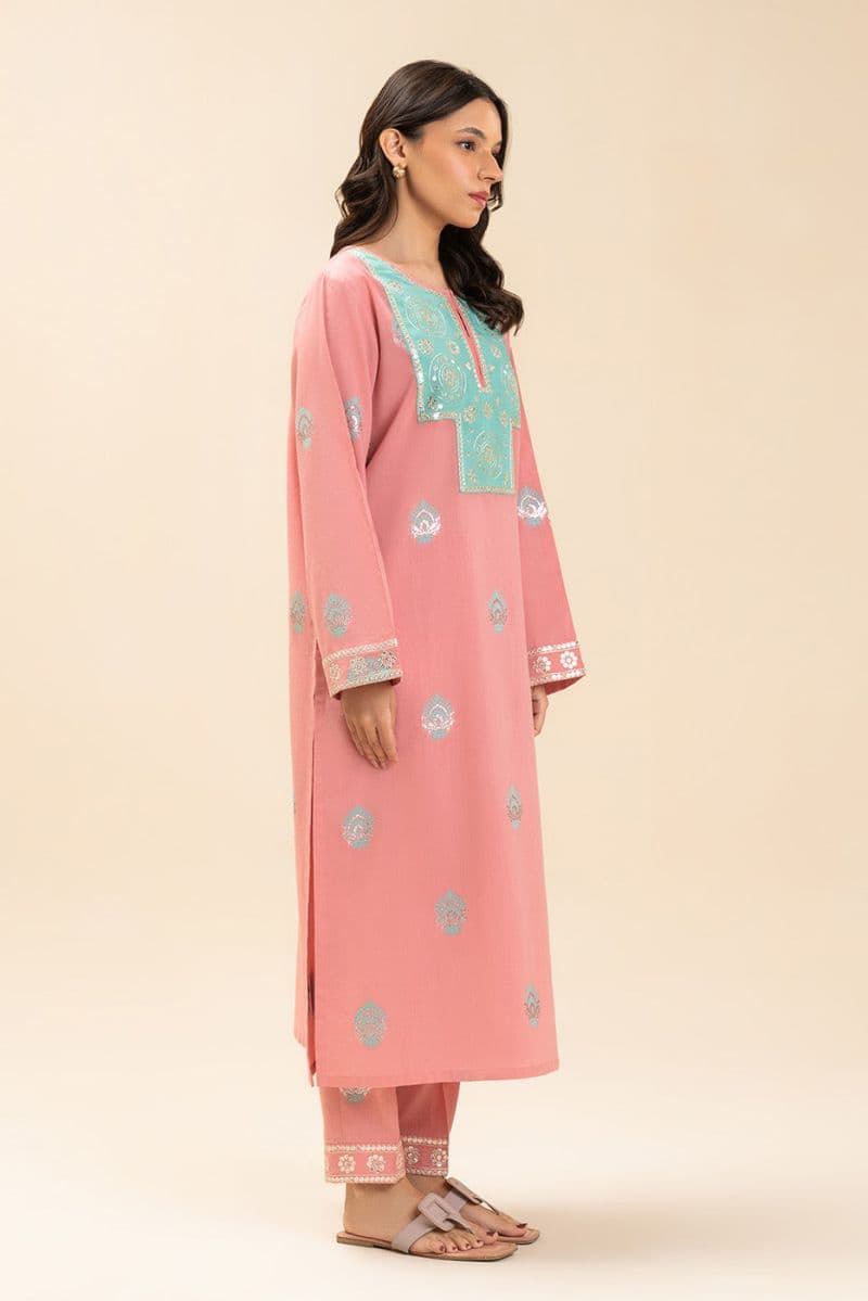 2 PIECE EMBROIDERED LUREX JACQUARD SUIT (PRET) thumbnail