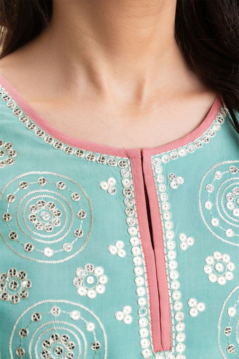2 PIECE EMBROIDERED LUREX JACQUARD SUIT (PRET) thumbnail