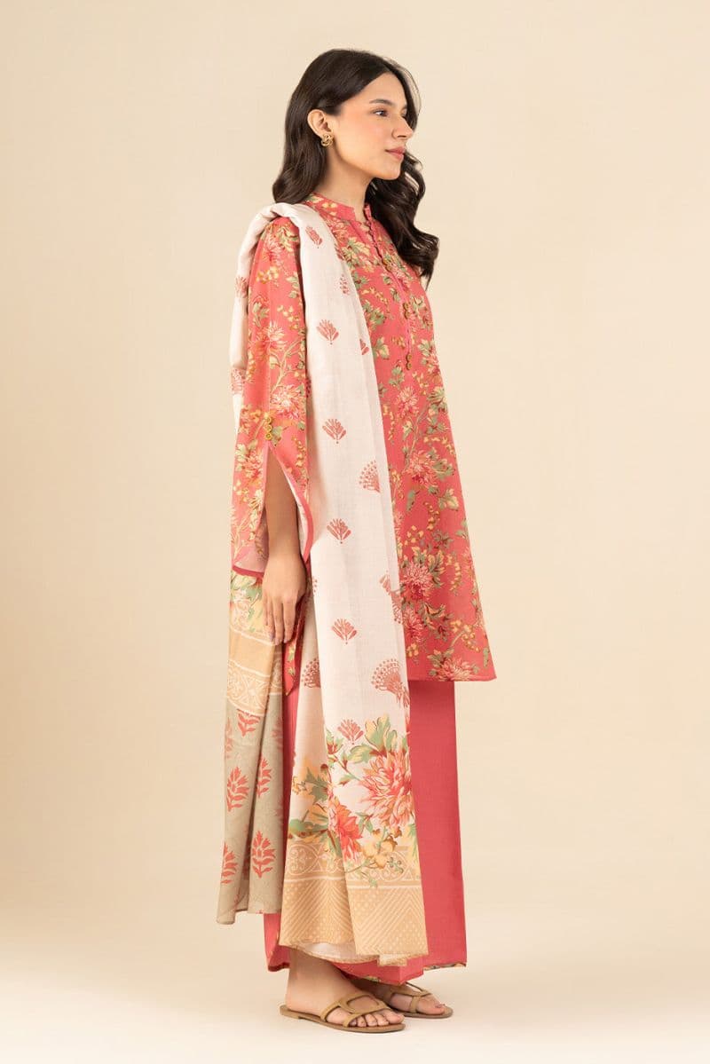 3 PIECE PRINTED LAWN SUIT-MONOCHROMATIC AZURE (UNSTITCHED) thumbnail