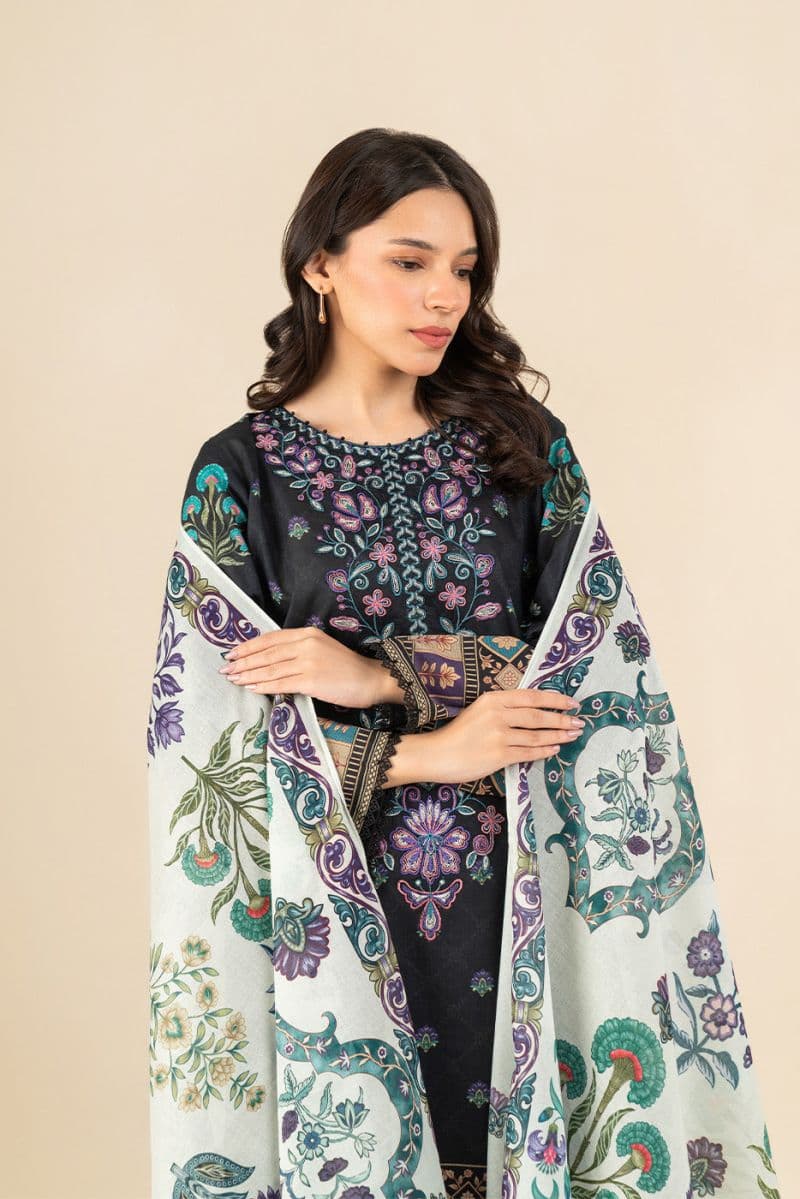 3 PIECE EMBROIDERED LAWN SUIT-CHARCOAL CHARM (UNSTITCHED) thumbnail