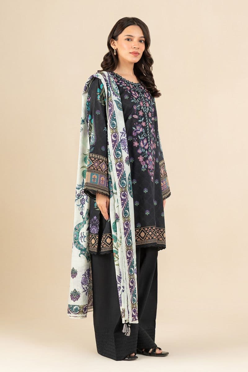 3 PIECE EMBROIDERED LAWN SUIT-CHARCOAL CHARM (UNSTITCHED) thumbnail