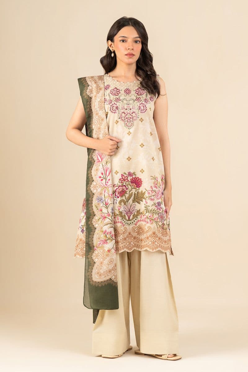 3 PIECE EMBROIDERED LAWN SUIT-IVORY FLEUR (UNSTITCHED) thumbnail
