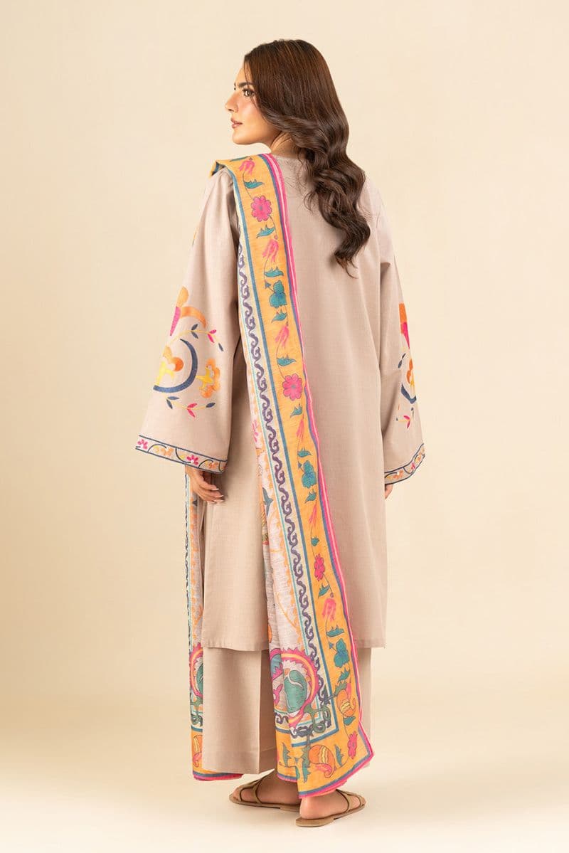 3 PIECE EMBROIDERED SLUB SUIT (PRET) thumbnail
