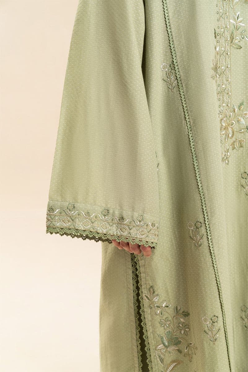 2 PIECE EMBROIDERED SELF JACQUARD SUIT-OPULENT SAGE (UNSTITCHED) thumbnail