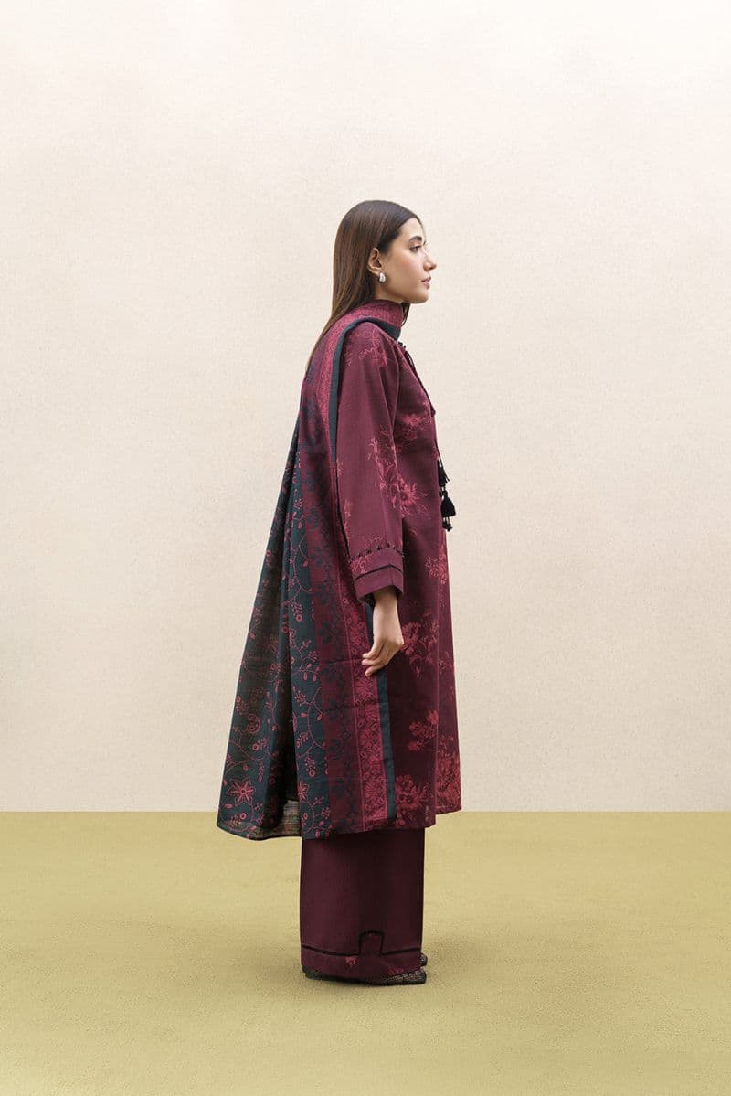 3 PIECE PRINTED SLUB KHADDAR SUIT-MONO VERDANT (UNSTITCHED) thumbnail