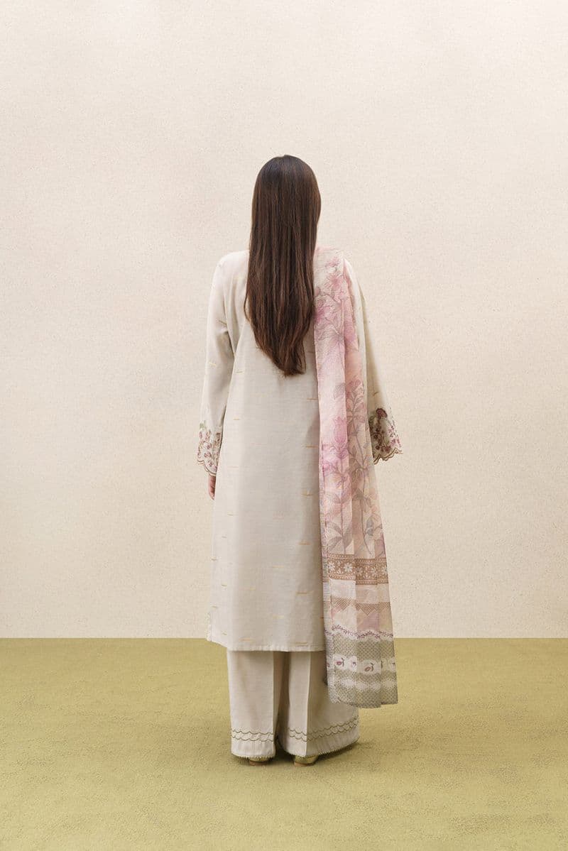 3 PIECE EMBROIDERED YARN DYED JACQUARD SUIT-SERENA GOLD (UNSTITCHED) thumbnail
