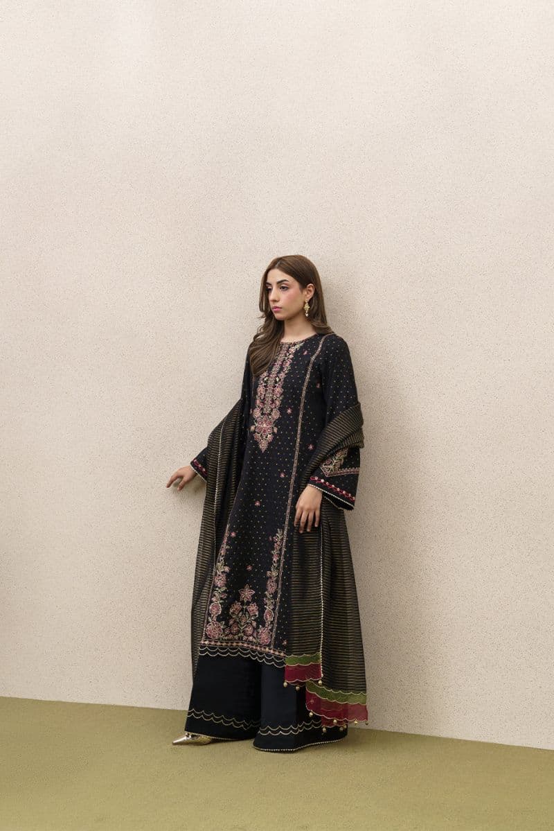 3 PIECE EMBROIDERED YARN DYED JACQUARD SUIT-GARNET GRACE (UNSTITCHED) thumbnail