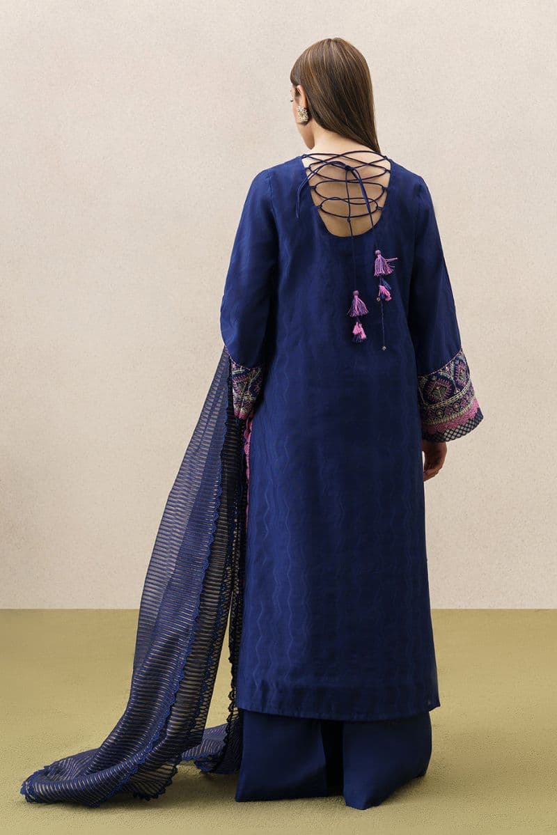 3 PIECE EMBROIDERED YARN DYED JACQUARD SUIT-BLUE OCEAN (UNSTITCHED) thumbnail