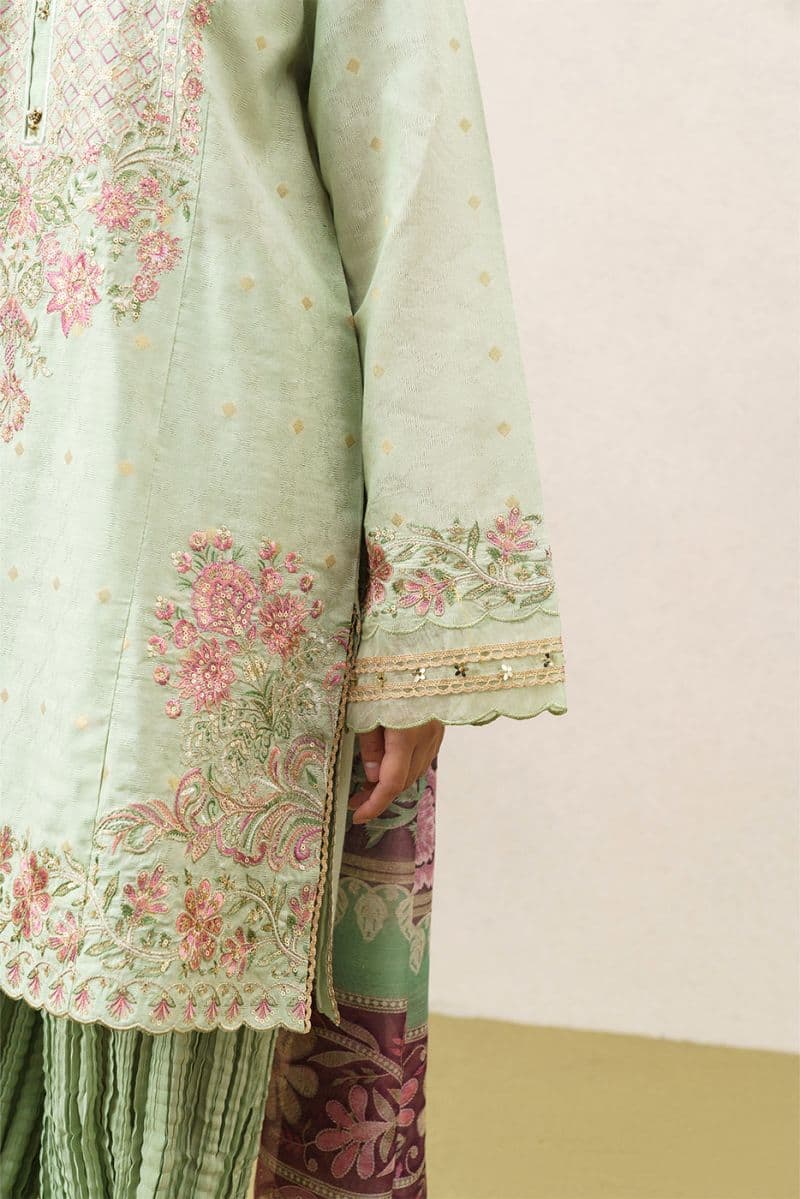 3 PIECE EMBROIDERED YARN DYED JACQUARD SUIT-CELADON MIST (UNSTITCHED) thumbnail