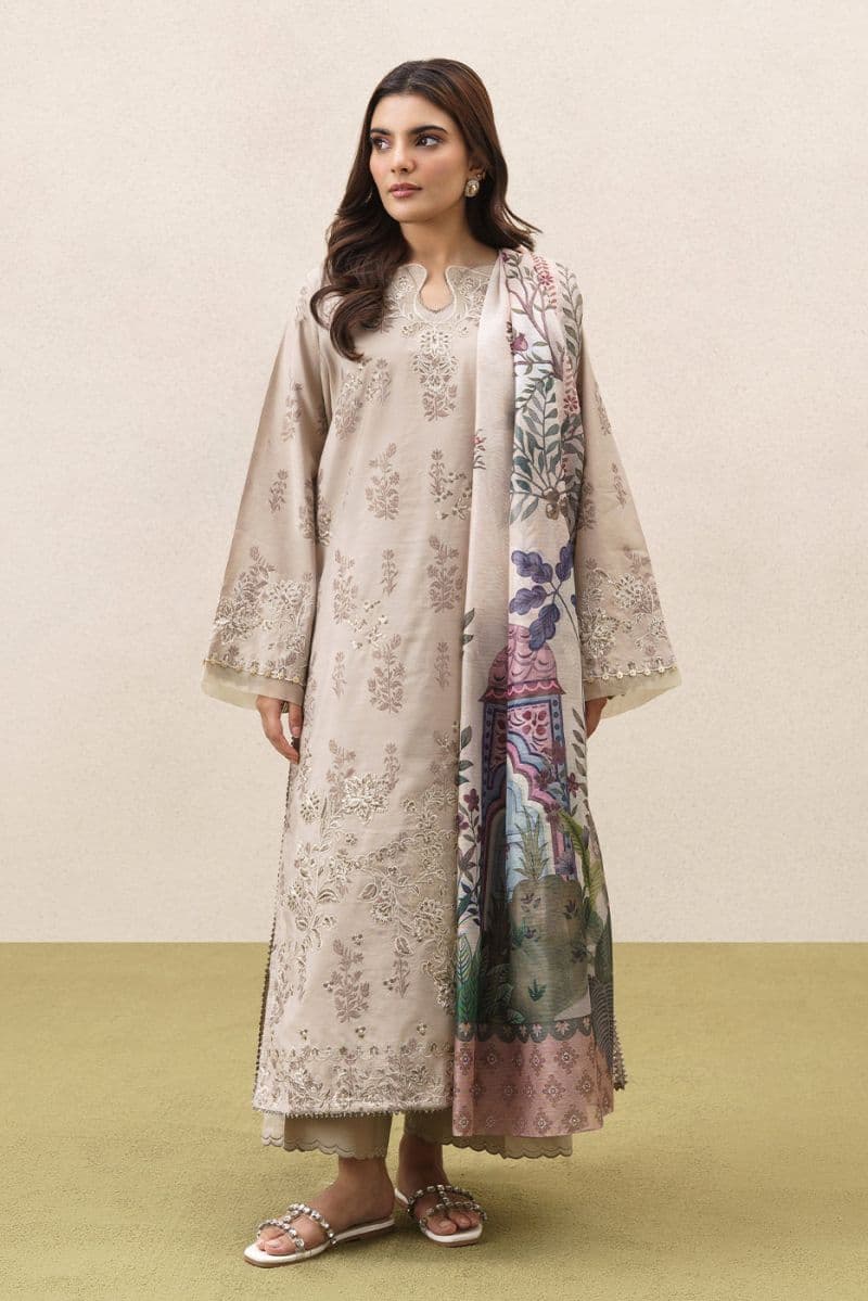 3 PIECE EMBROIDERED YARN DYED JACQUARD SUIT-AURELIA (UNSTITCHED) thumbnail