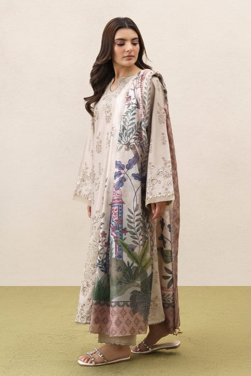 3 PIECE EMBROIDERED YARN DYED JACQUARD SUIT-AURELIA (UNSTITCHED) thumbnail