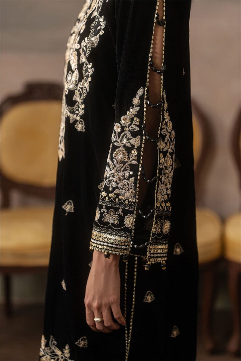 3 PIECE EMBROIDERED VELVET SUIT-MIDNIGHT SOIRÉE ( LUXURY UNSTITCHED ) thumbnail