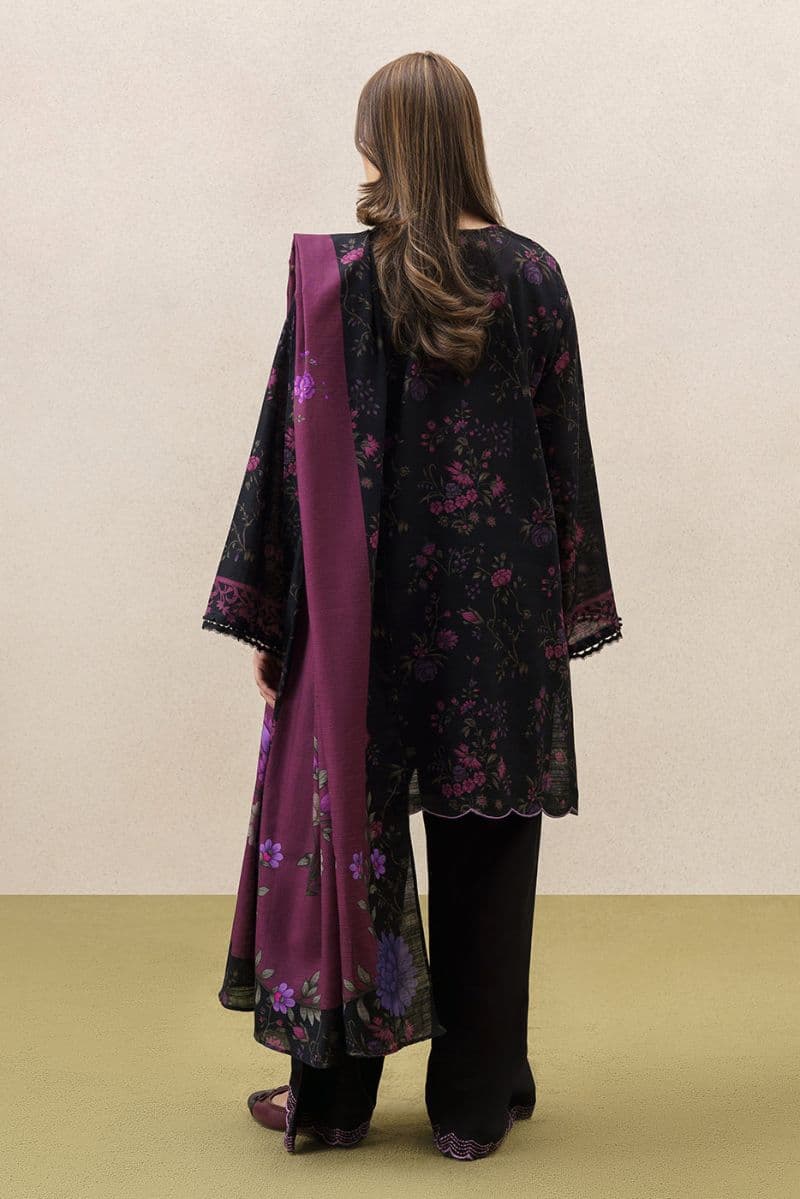 3 PIECE EMBROIDERED SLUB KHADDAR SUIT-MAJESTIC HEM (UNSTITCHED) thumbnail