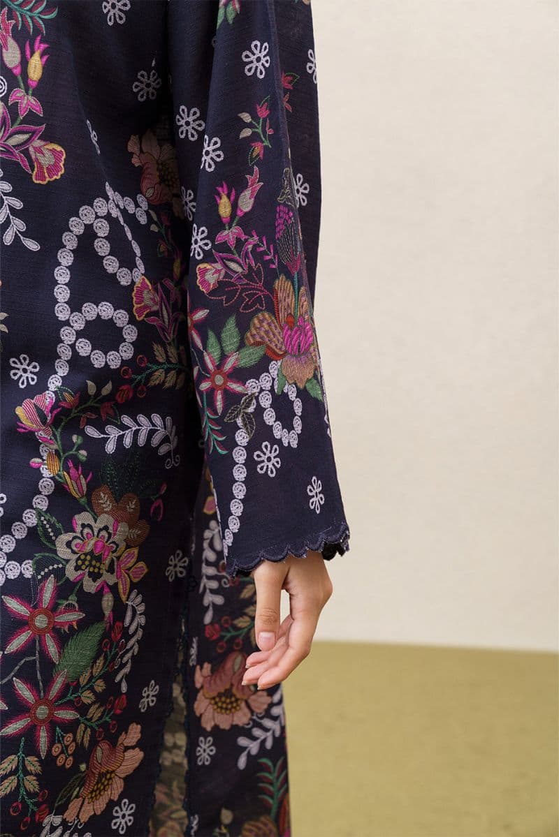 3 PIECE PRINTEDED SLUB KHADDAR SUIT-MIDNIGHT BLOOM (UNSTITCHED) thumbnail