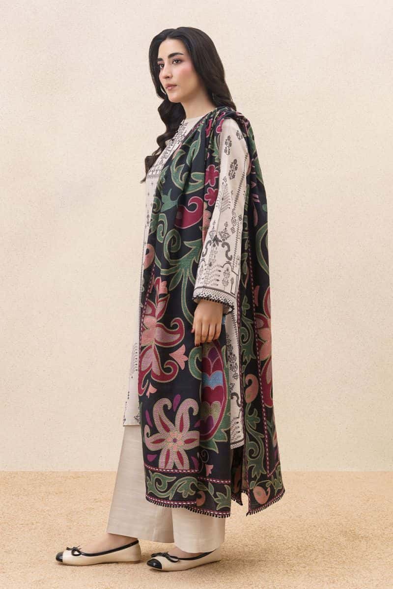 3 PIECE PRINTED SLUB KHADDAR SUIT-WHISPERING FLORALS ( UNSTITCHED ) - alternate view